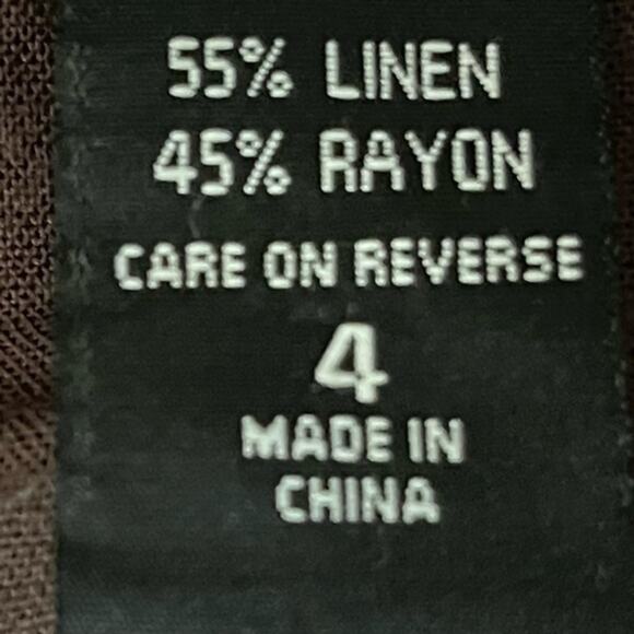 New York & Company Chocolate Brown Linen Blend Wide Leg Ankle Pant NWOT Size 4 - Picture 8 of 11